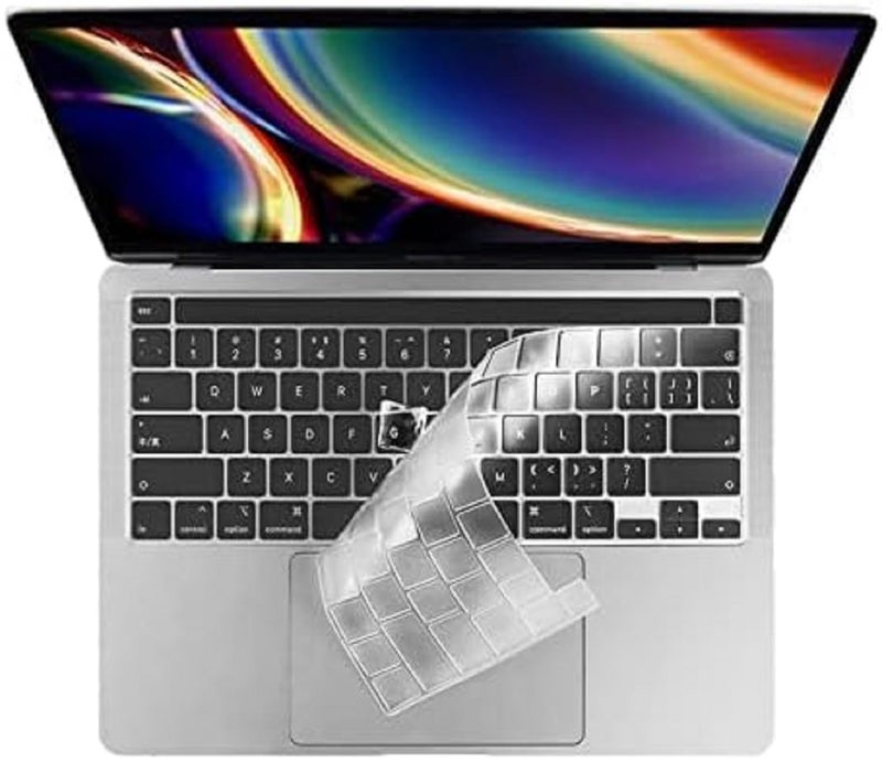 imComor Ultra Thin Clear Keyboard Cover for 2020-2024 New MacBook Pro 13 Inch Model A2338 M2 M1 A2289 A2251 & 2020 2019 MacBook Pro 16 inch Model A2141 with Touch Bar & Touch ID Keyboard Skin Protector Cover - Image 1